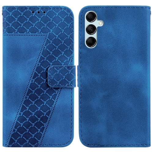 

For Samsung Galaxy A15 7-shaped Embossed Leather Phone Case(Blue)
