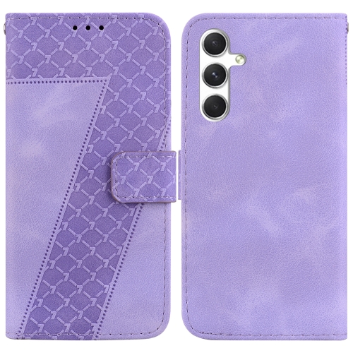 

For Samsung Galaxy S24 5G 7-shaped Embossed Leather Phone Case(Purple)