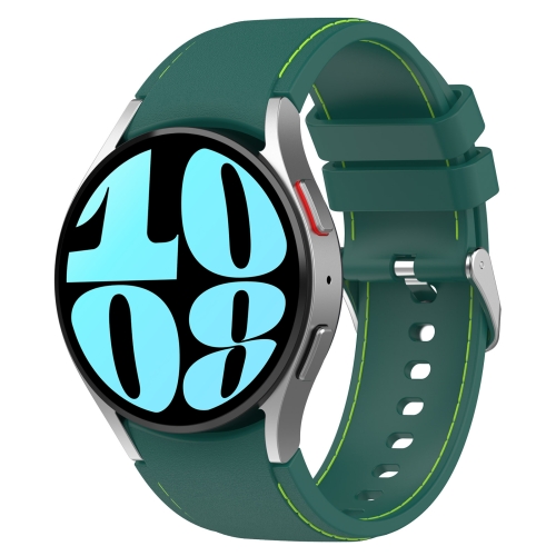 For Samsung Galaxy Watch 6 / 6 Classic Leather Silicone Watch Band(Dark Green) oioi orthodontic silicone 2 pacifier aqua green