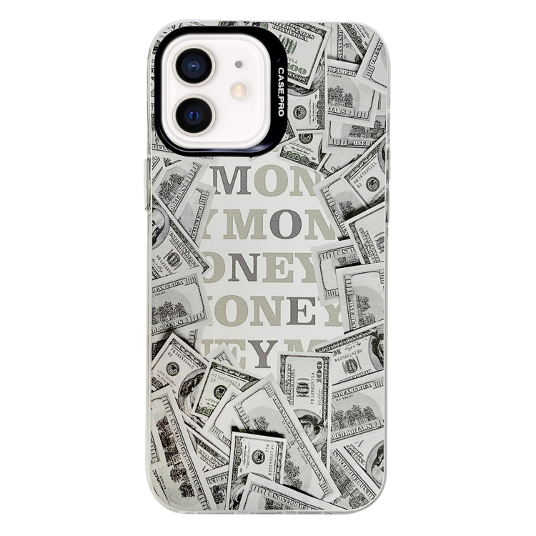 

For iPhone 12 Electroplated Silver Series PC Protective Phone Case(Money)