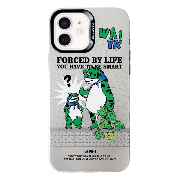 

For iPhone 12 Electroplated Silver Series PC Protective Phone Case(Frog)