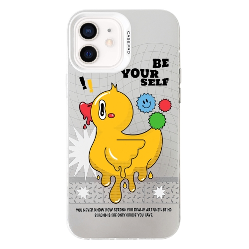 

For iPhone 12 Electroplated Silver Series PC Protective Phone Case(Duck)