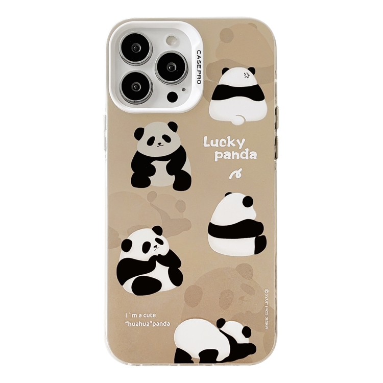 

For iPhone 12 Pro Max Electroplated Silver Series PC Protective Phone Case(Brown Panda)