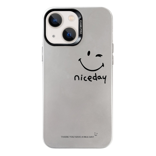 

For iPhone 13 Electroplated Silver Series PC Protective Phone Case(Simple Smiley Face)