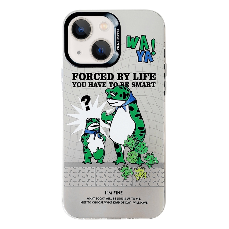 

For iPhone 13 Electroplated Silver Series PC Protective Phone Case(Frog)