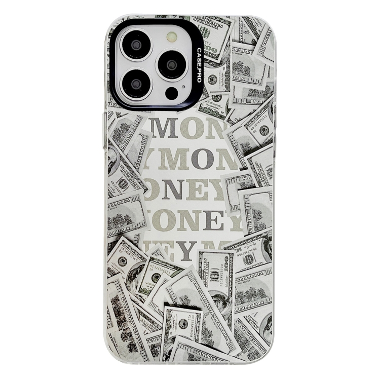 

For iPhone 13 Pro Electroplated Silver Series PC Protective Phone Case(Money)
