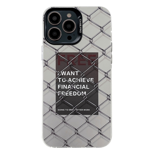 

For iPhone 13 Pro Electroplated Silver Series PC Protective Phone Case(Creative Text B)
