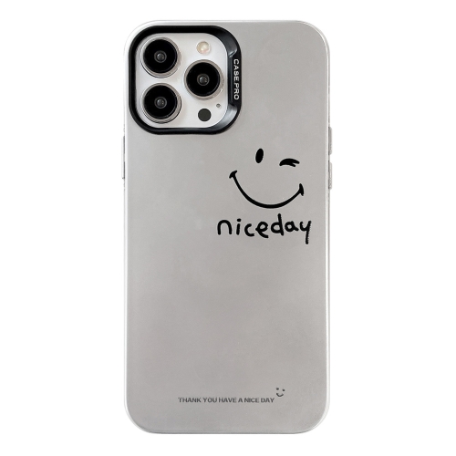 

For iPhone 13 Pro Max Electroplated Silver Series PC Protective Phone Case(Simple Smiley Face)