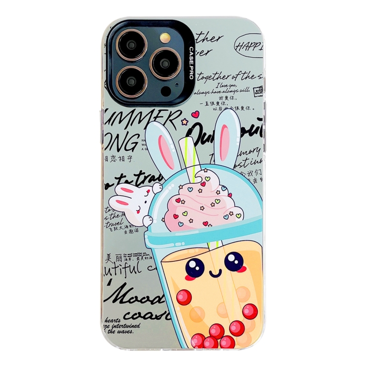 

For iPhone 13 Pro Max Electroplated Silver Series PC Protective Phone Case(Yellow Milk Tea)