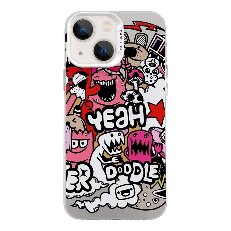 

For iPhone 14 Electroplated Silver Series PC Protective Phone Case(Cartoon)