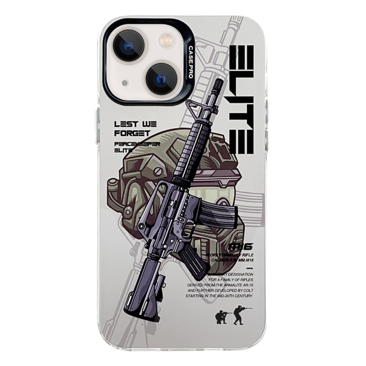 

For iPhone 14 Electroplated Silver Series PC Protective Phone Case(Peaceful Warrior A)