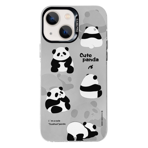 

For iPhone 14 Electroplated Silver Series PC Protective Phone Case(Grey Panda)