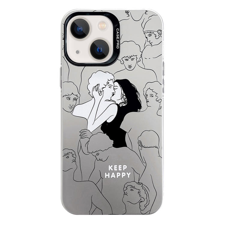 

For iPhone 14 Electroplated Silver Series PC Protective Phone Case(Lovers)