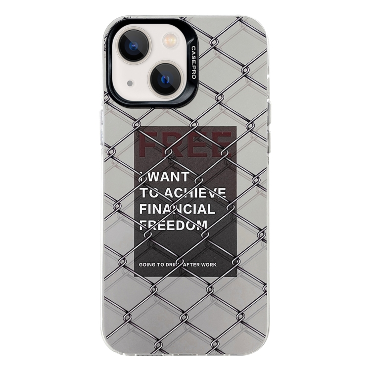

For iPhone 14 Electroplated Silver Series PC Protective Phone Case(Creative Text B)