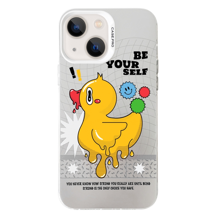 

For iPhone 15 Electroplated Silver Series PC Protective Phone Case(Duck)
