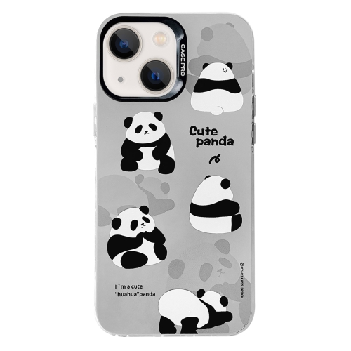 

For iPhone 15 Electroplated Silver Series PC Protective Phone Case(Grey Panda)