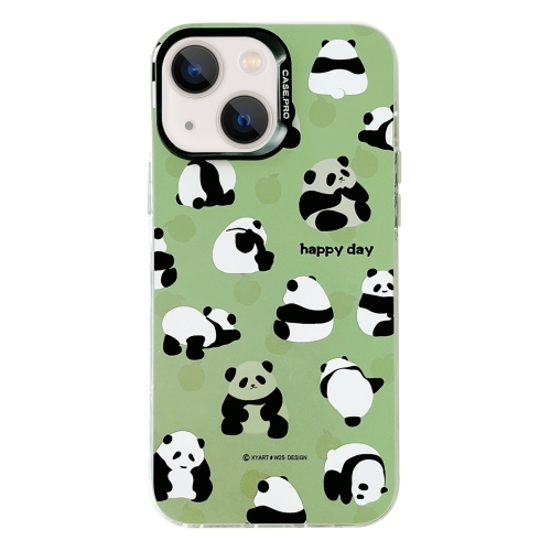 

For iPhone 15 Plus Electroplated Silver Series PC Protective Phone Case(Green Panda)