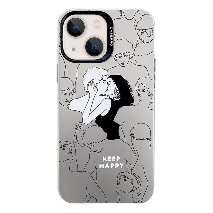 

For iPhone 15 Plus Electroplated Silver Series PC Protective Phone Case(Lovers)
