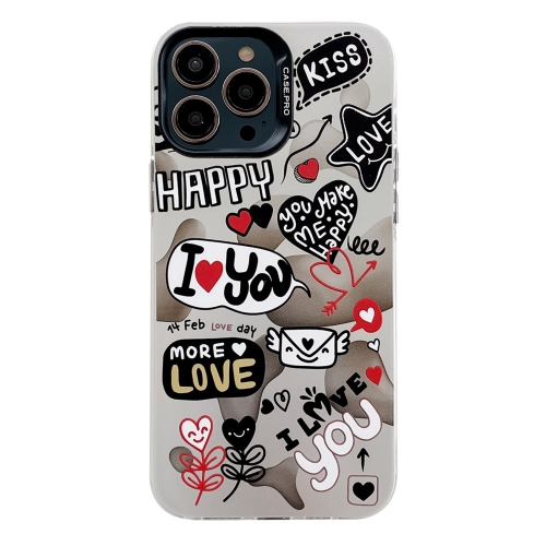 

For iPhone 15 Pro Electroplated Silver Series PC Protective Phone Case(Love Writing)