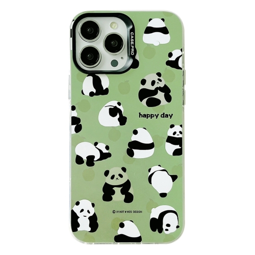 

For iPhone 15 Pro Electroplated Silver Series PC Protective Phone Case(Green Panda)