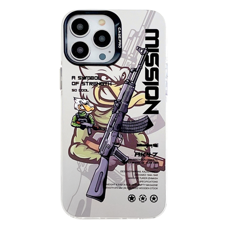 

For iPhone 15 Pro Max Electroplated Silver Series PC Protective Phone Case(Peaceful Warrior B)