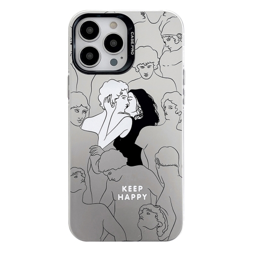 

For iPhone 15 Pro Max Electroplated Silver Series PC Protective Phone Case(Lovers)