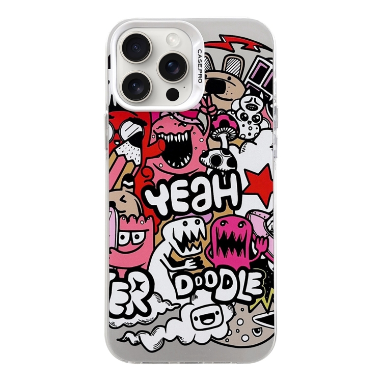 

For iPhone 16 Pro Electroplated Silver Series PC Protective Phone Case(Cartoon)
