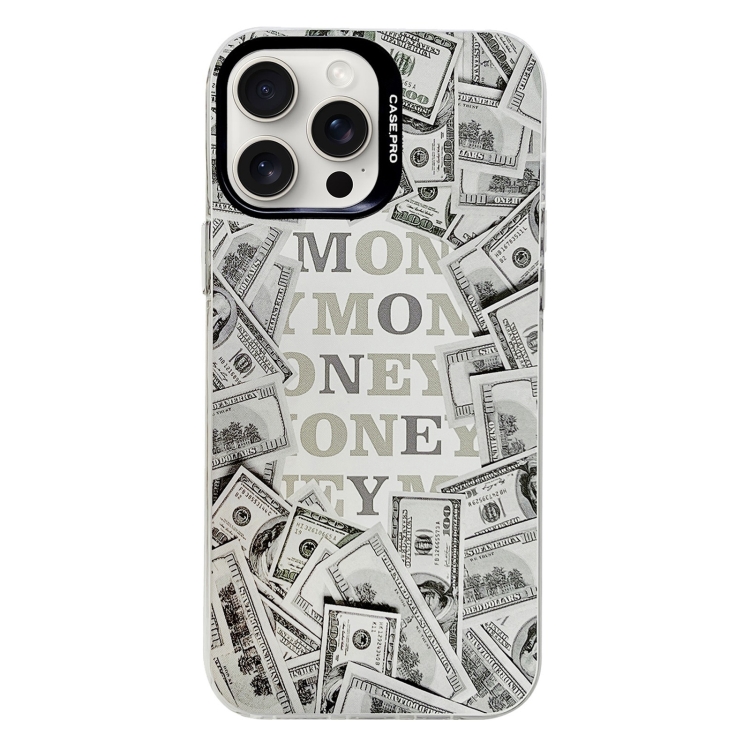 

For iPhone 16 Pro Electroplated Silver Series PC Protective Phone Case(Money)