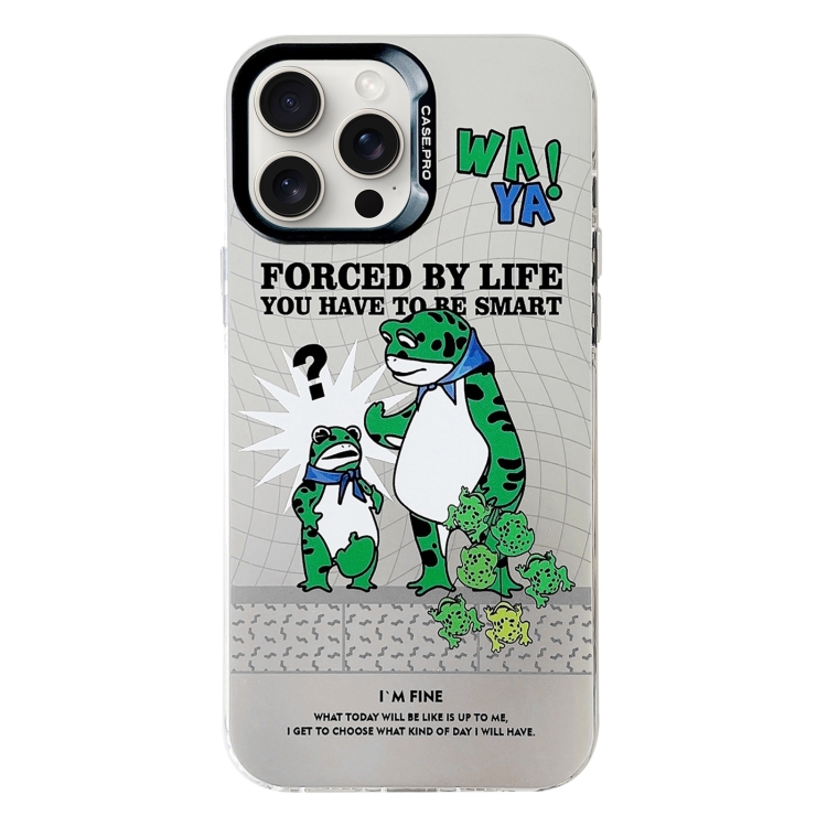 

For iPhone 16 Pro Electroplated Silver Series PC Protective Phone Case(Frog)