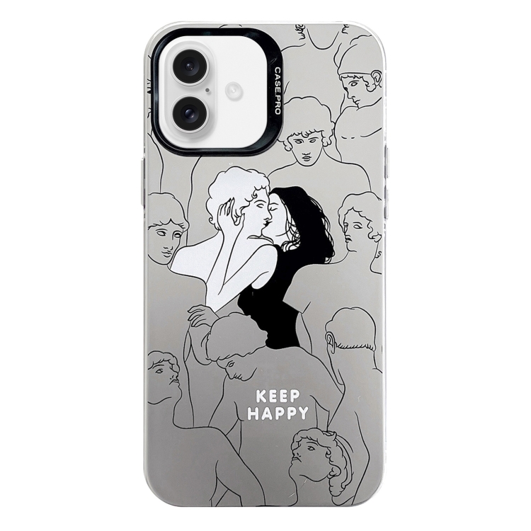 

For iPhone 16 Plus Electroplated Silver Series PC Protective Phone Case(Lovers)