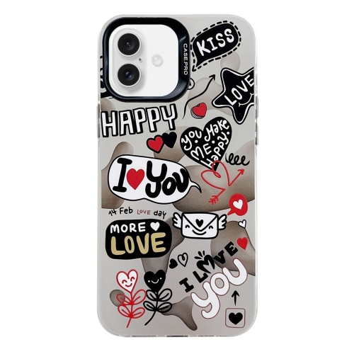 

For iPhone 16 Electroplated Silver Series PC Protective Phone Case(Love Writing)