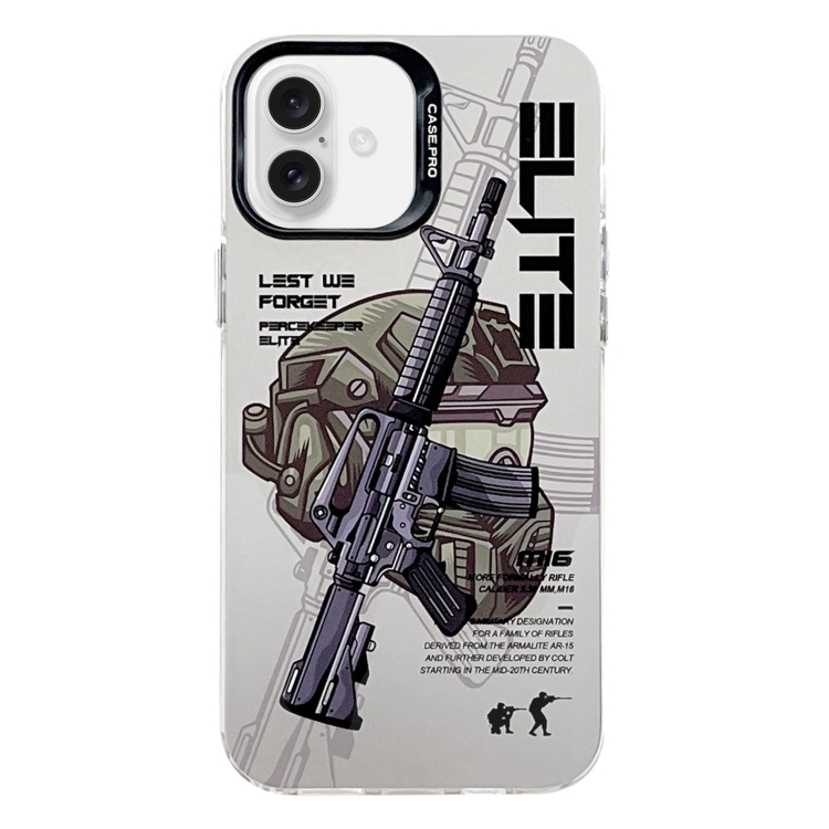 

For iPhone 16 Electroplated Silver Series PC Protective Phone Case(Peaceful Warrior A)