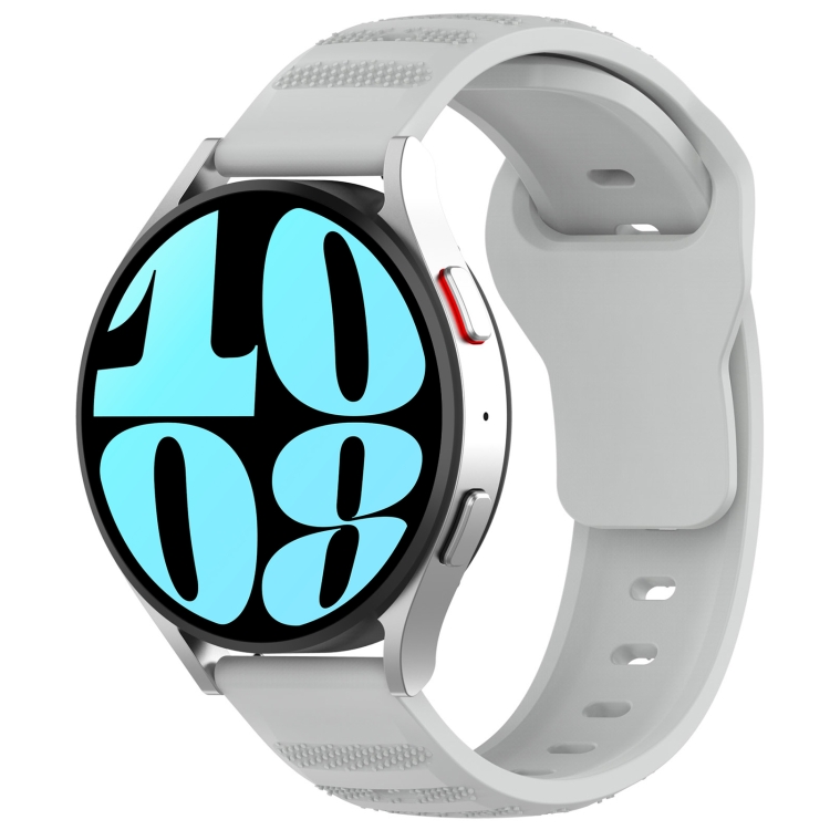 

For Samsung Galaxy Watch 6 / 6 Classic Pockmark Texture Reverse Buckle Silicone Watch Band(Light Grey)