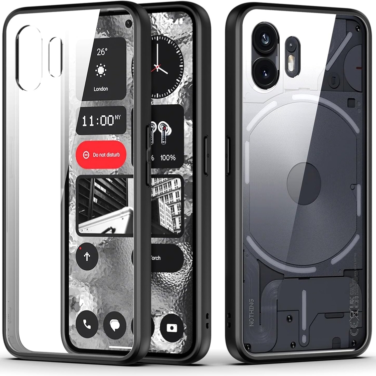 

For Nothing Phone 2 Transparent Shockproof TPU Phone Case(Black)