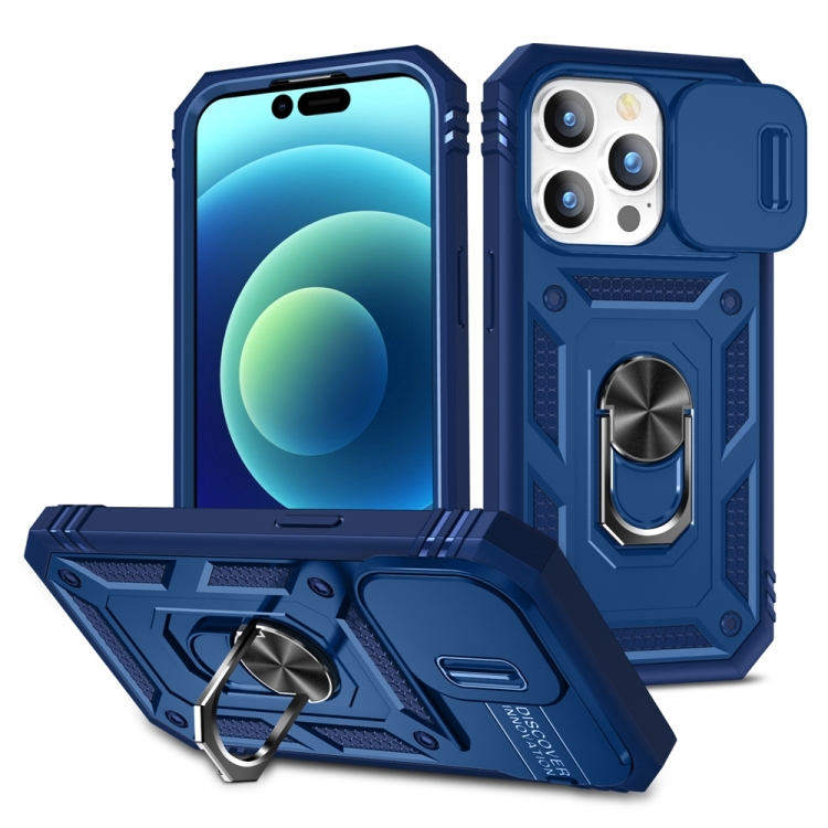 

For iPhone 15 Pro Sliding Camshield Holder Phone Case(Blue)