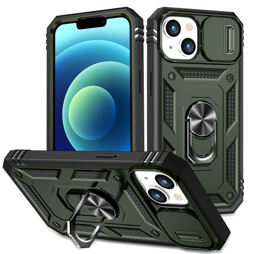 

For iPhone 15 Plus Sliding Camshield Holder Phone Case(Army Green)
