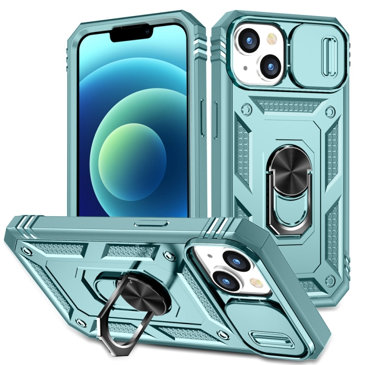 

For iPhone 15 Plus Sliding Camshield Holder Phone Case(Green)