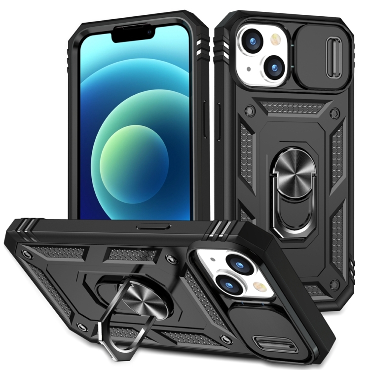 

For iPhone 15 Sliding Camshield Holder Phone Case(Black)