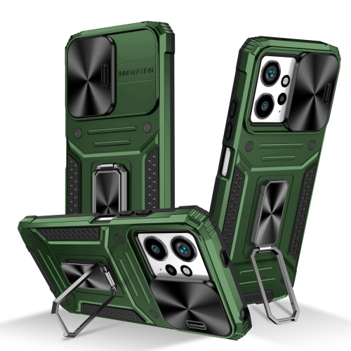 

For Redmi Note 12 4G / 5G Global Camshield Robot TPU Hybrid PC Phone Case(Green)