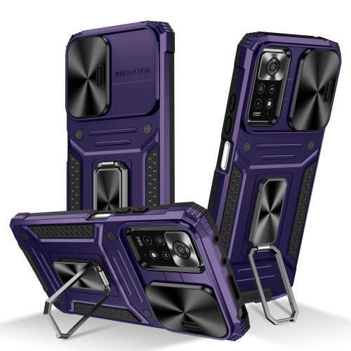 

For Redmi Note 11 Pro 4G / 5G Global Camshield Robot TPU Hybrid PC Phone Case(Purple)