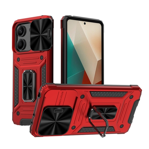 

For Xiaomi Redmi Note 13 5G Camshield Robot TPU Hybrid PC Phone Case(Red)