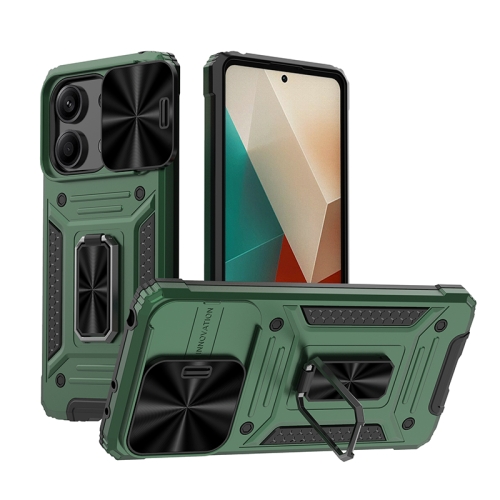 

For Xiaomi Redmi Note 13 5G Camshield Robot TPU Hybrid PC Phone Case(Green)