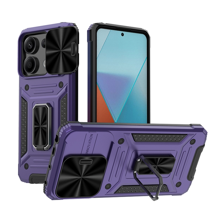 

For Xiaomi Redmi Note 13 Pro 5G Camshield Robot TPU Hybrid PC Phone Case(Purple)