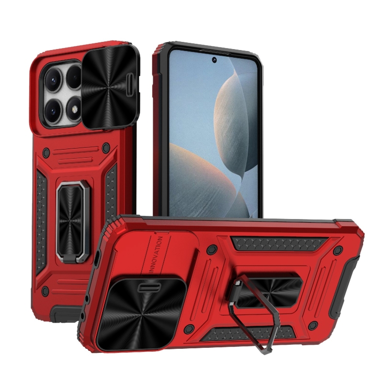 

For Xiaomi Redmi K70E 5G Camshield Robot TPU Hybrid PC Phone Case(Red)
