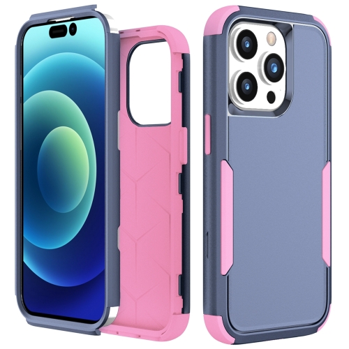 

For iPhone 15 Pro Commuter Shockproof TPU + PC Phone Case(Royal Blue+Pink)