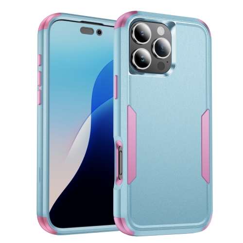 

For iPhone 16 Pro Commuter Shockproof TPU + PC Phone Case(Grey Green+Pink)