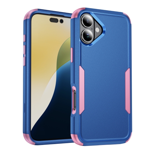 

For iPhone 16 Plus Commuter Shockproof TPU + PC Phone Case(Royal Blue+Pink)