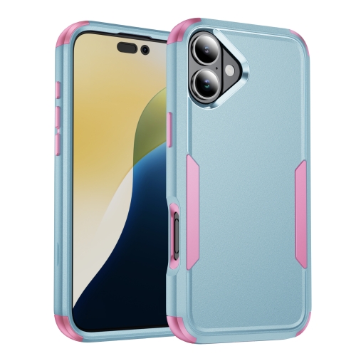 

For iPhone 16 Plus Commuter Shockproof TPU + PC Phone Case(Grey Green+Pink)