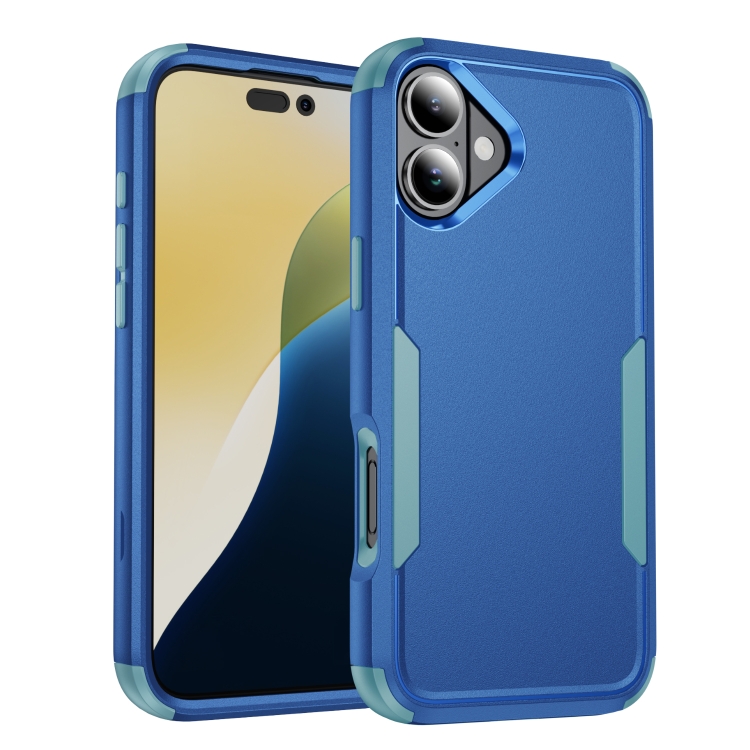 

For iPhone 16 Commuter Shockproof TPU + PC Phone Case(Royal Blue+Grey Green)