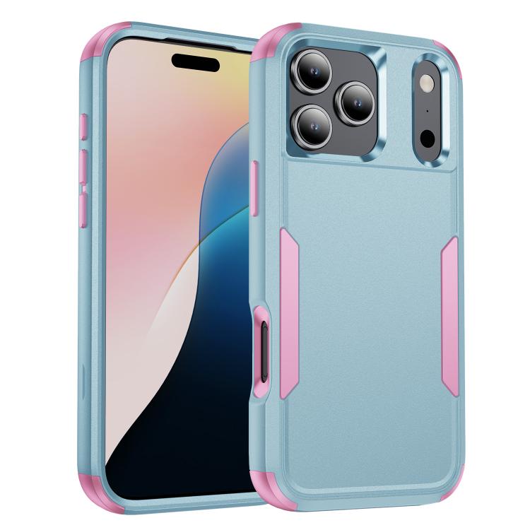

For iPhone 17 Pro Commuter Shockproof TPU + PC Phone Case(Grey Green+Pink)